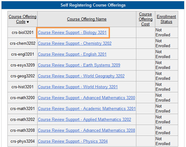 Course list