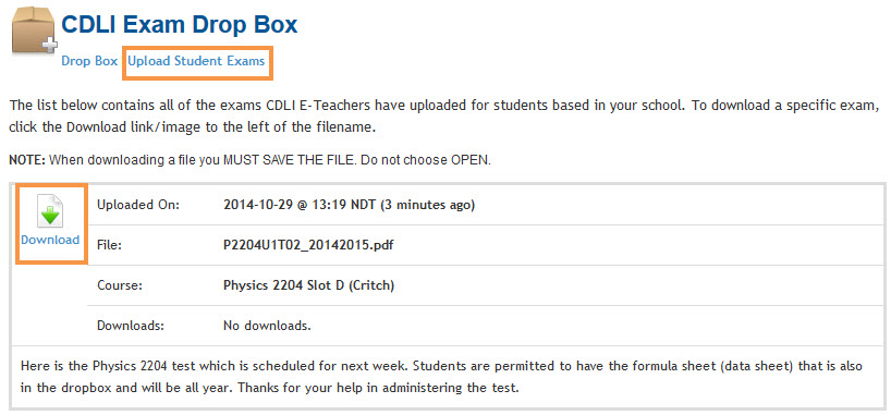 Exam Drop Box